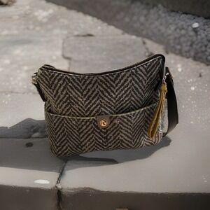 Spartina 449 Purse - Women's‎ Shoulder Bag - Black/gray - Linen And Leather B8